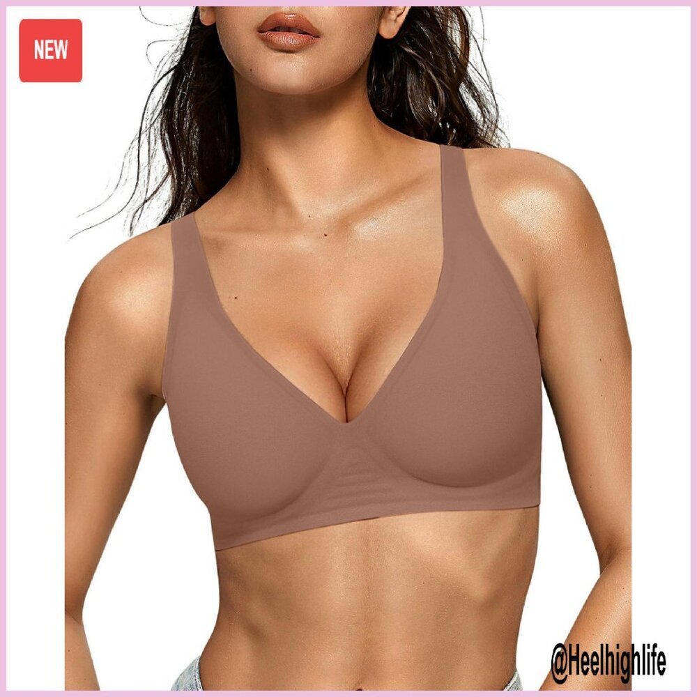 Wireless Deep V Push Up Bra Seamless Supportive Bralette Tshirt